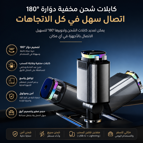 شاحن سيارة سريع مع كاسر زجاج للطوارئ
